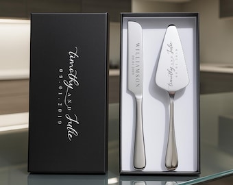 Personalized Cake Serving Set, Wedding Favors, Engraved Gifts, Cake Cutter Set, Cake Knife Set, Knife and Server Set, Customized Gift