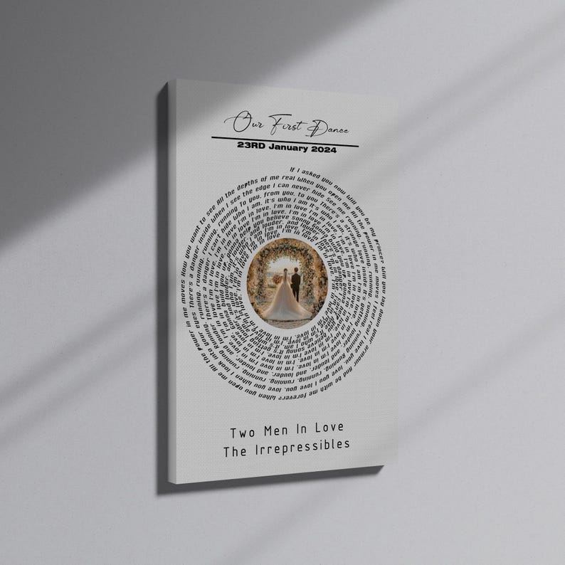 Personalized Song Lyric Canvas Print, Anniversary Gift, Wall Decor