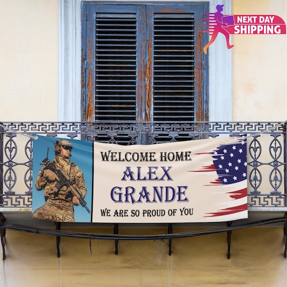 Customizable Welcome Home Vinyl Banner, Military Homecoming Party