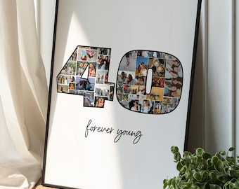Personalized 40th Birthday Photo Collage, Custom Party Decor