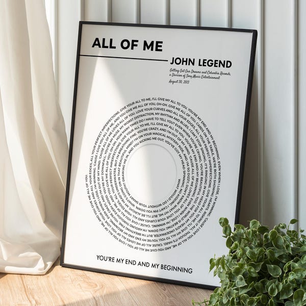 Custom Lyrics Print, Personalized Music Poster, Song Lyrics Wall Art, Customizable Music Gift, Music Lover Gift, Wedding Song Lyric Art