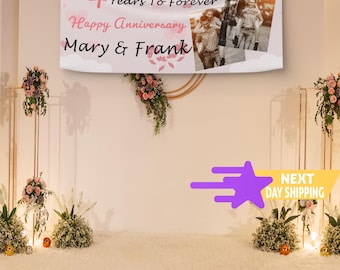 Custom Anniversary Photo Banner, Personalized Vinyl Decor