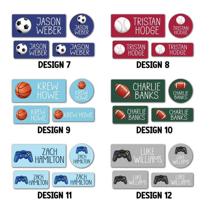 Colorful Name Labels for School, Dishwasher Safe Stickers, Name