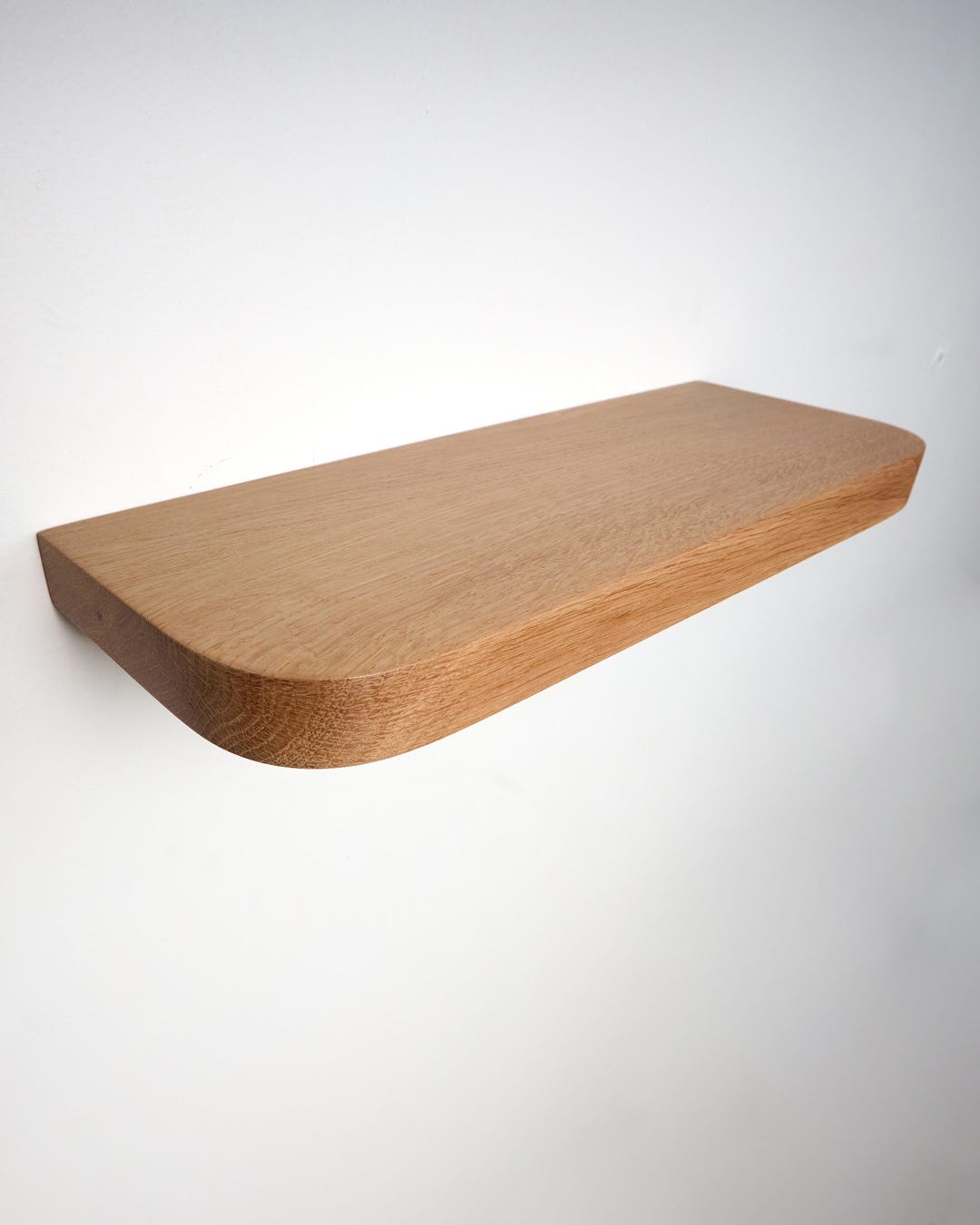 Solid Oak Floating Shelves With Rounded Edges, Modern Wall Home Decor ...