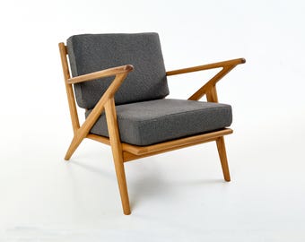 Handmade Oak Accent Chair: Mid Century Lounge Chair