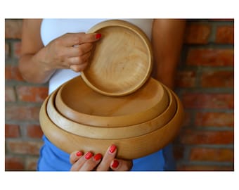 Handmade Rustic Maple Plate: Wood Serving Bowl, Table Decor