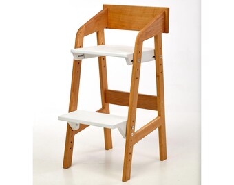 Alder Wood High Chair for Growing Kids: Adjustable Height