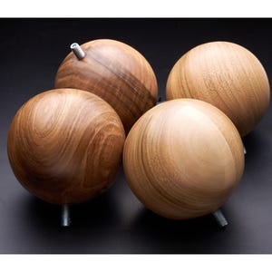 4 kugelförmige Holzbeine aus Nussbaum für Möbel, Sofa, Kaffeetisch, und Wohnkultur