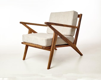 Solid Walnut Accent Chair: Mid Century Modern Design Furniture