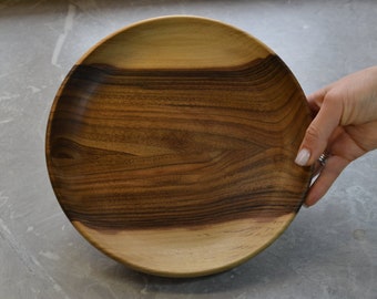 Handmade Walnut Wood Plate: Rustic Farmhouse Serving Dish (9-11.8 in)