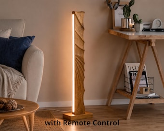 Handmade Wooden Floor Lamp with Remote Control