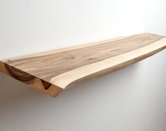 Handmade Walnut Floating Shelves for a Modern Home Design, Custom Live Edge Shelves, Wall Shelf, Large Shelf, Rustic Shelf, Farmhouse Shelf