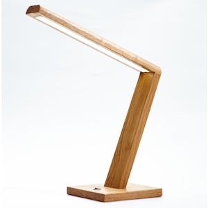 Handmade Oak Wood Table Lamp: Modern Home Lighting