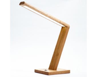 Handmade Oak Wood Table Lamp: Modern Home Lighting