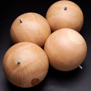 Set of 4 wood ball-shaped legs for furniture, sofa, coffee table, and home decor