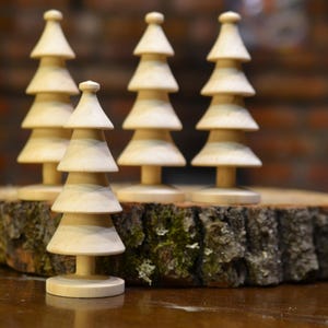 Uncolored Wooden Christmas Tree Set: Handmade Holiday Decor