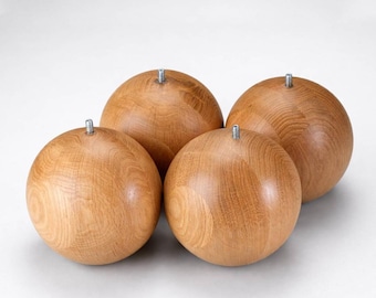 Juego de 4 patas de madera con forma de bola para muebles, sofás, mesas de centro y decoración del hogar.