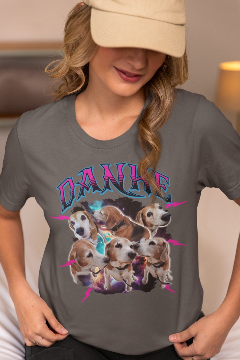 Regalo para amantes de las mascotas, Camisa vintage para mascotas, Bootleg personalizado, Foto personalizada para perros, Amantes de Beagles, Retro bootleg para perros, Memorial de mascotas, Camiseta ancha imagen 4