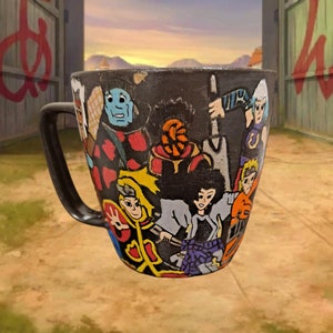 Naruto Characters Handpainted Black Matte Stoneware Coffee Mug