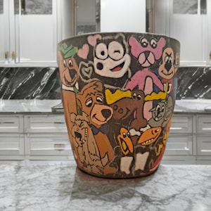 60's-70's Cartoon Characters handpainted Coffee Mug