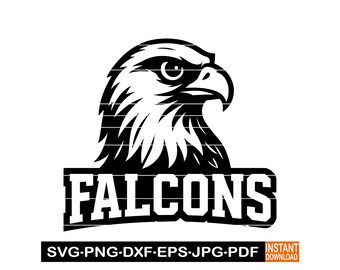 Falcons Sport Team Logo SVG, PNG, DXF, Football Design Cameo, Wild Animal Sports Logo Clipart, Vector for Cricut, Laser Cut File