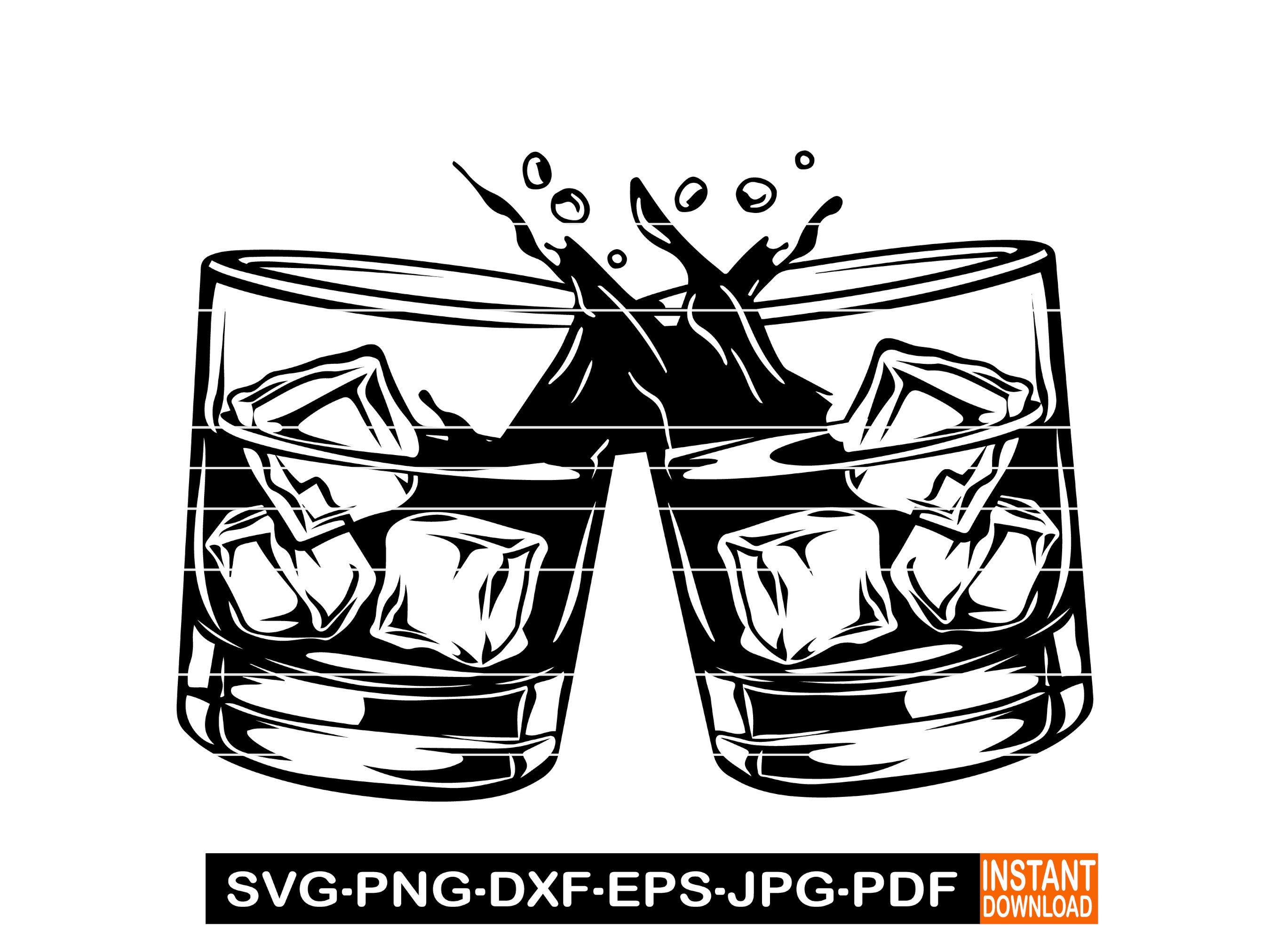Whiskey Cheers SVG, Whiskey Glasses Toasting SVG,  Whiskey SVG, Clinking Whiskey Svg, Clipart, Files For Cricut, Cut Files, Dxf, Png, Vector