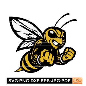 Hornet Bee Mascot SVG PNG, Sports, Wasp, Football, Basketball, Bumblebee, School, College, Clipart,Files For Cricut,Cut Files For Silhouette
