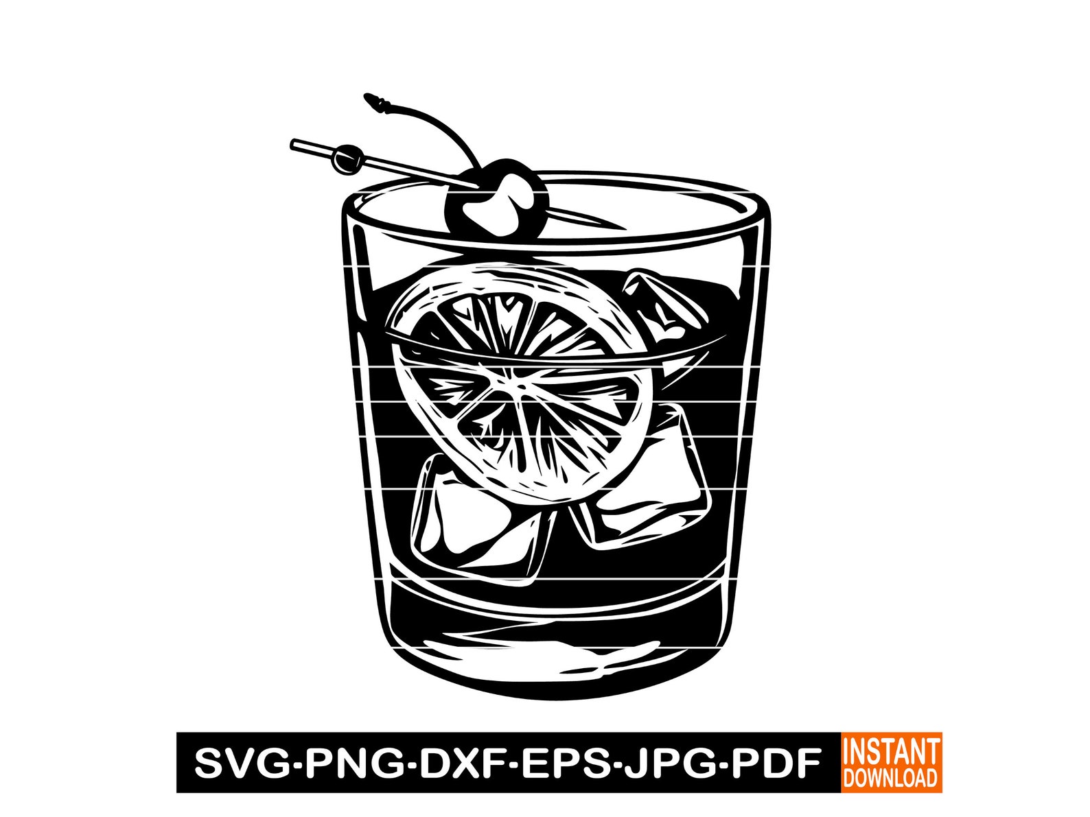 Old Fashioned Cocktail #2 SVG PNG, Whiskey SVG, Old Fashioned Cocktail ...