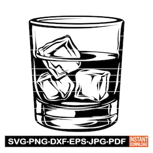 Bicchiere di whisky #2 SVG PNG DXF, Whiskey Svg, Clipart di bicchiere di whisky, file di bicchiere di whisky per Cricut, file di taglio di bicchiere di whisky, vettoriale