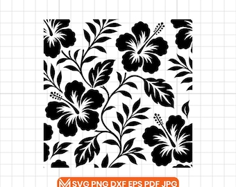 Seamless Hibiscus Floral Pattern SVG: Tropical Cut File (Digital Download)
