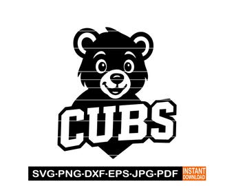 Cubs Sport Team Logo SVG, PNG, DXF, Baseball Design Cameo, Wild Animal Sports Logo Clipart, Vector for Cricut, Laser Cut File