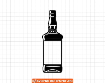 Whiskey Bottle SVG, Bourbon Bottle PNG, Whiskey Clipart DXF, Alcohol Silhouette Cut File for Cricut and Laser Engraving