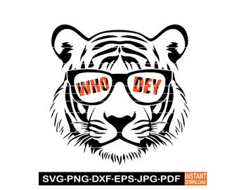 ¿Quién es el tigre SVG PNG? ¿Quién es SVG? Bengals Svg, Tiger Svg, Clipart, Archivos para Cricut, Archivos de corte para Silhouette, Descarga digital instantánea