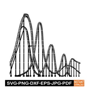 Roller Coaster #6 SVG, PNG, DXF, Amusement Park Ride Clipart, Carnival Silhouette Vector for Cricut, Laser Cut File