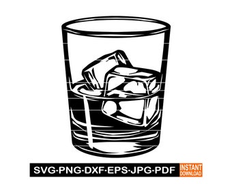 Whiskey Glass SVG PNG DXF, Whiskey Svg, Whiskey Glass Clipart, Whiskey Glass Files For Cricut, Whiskey Glass Cut Files, Whiskey Glass Vector
