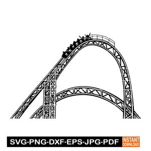 Roller Coaster #3 SVG, PNG, DXF, Amusement Park Ride Clipart, Carnival Silhouette Vector for Cricut, Laser Cut File