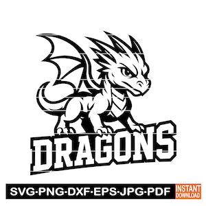 Dragons #2 Sport Team Logo SVG, PNG, DXF, Basketball Design Cameo, Wild Animal Sports Logo Clipart, Vector for Cricut, Laser Cut File