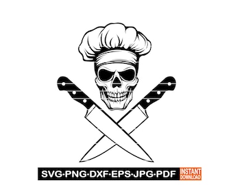 Chef Skull SVG,  Chef Svg, Chef Skull Shirt, Chef Skull Clipart, Grill Master Svg, Cooking Svg, Master Chef Svg, Chef Png, Chef Skull Vector