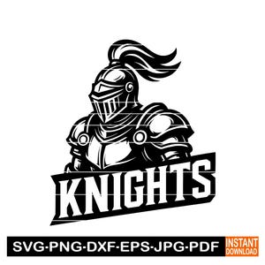 Knights School Team Logo SVG, PNG, DXF, Football Design Cameo, Wild Animal Sports Logo Clipart, Vector for Cricut, Laser Cut File