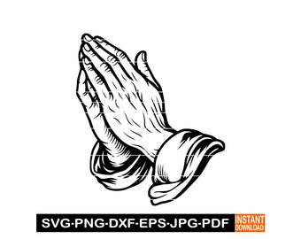 Praying Hands SVG, PNG, DXF, Classic Religious Art Clipart, Faith Prayer Hands Vector for Cricut, Christian Cut File, Spiritual Design