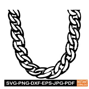 Puede incluir: Una ilustración en blanco y negro de un collar de cadena gruesa. La cadena está hecha de eslabones entrelazados.