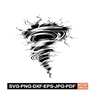 Tornado SVG PNG DXF, Storm Svg, Twister Svg, Whirlwind Svg, Tornado Clipart, Files For Cricut, Cut Files For Silhouette, Tornado Vector