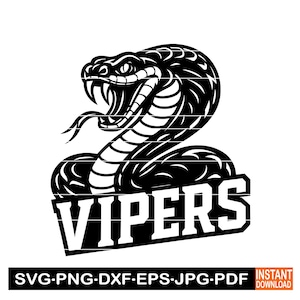 Vipers Sport Team Logo SVG, PNG, DXF, basketbal ontwerp cameo, wild dier sport logo clipart, vector voor Cricut, lasergesneden bestand