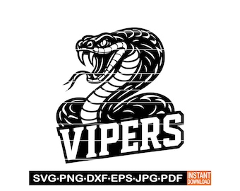 Vipers Sport Team Logo SVG, PNG, DXF, Basketball Design Cameo, Wild Animal Sports Logo Clipart, Vector for Cricut, Laser Cut File