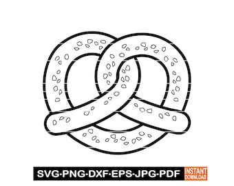 Pretzel Outline SVG DXF, Pretzel SVG, Pretzel Clipart, Pretzel Files For Cricut, Pretzel Cut Files For Silhouette, Png, Pretzel Vector