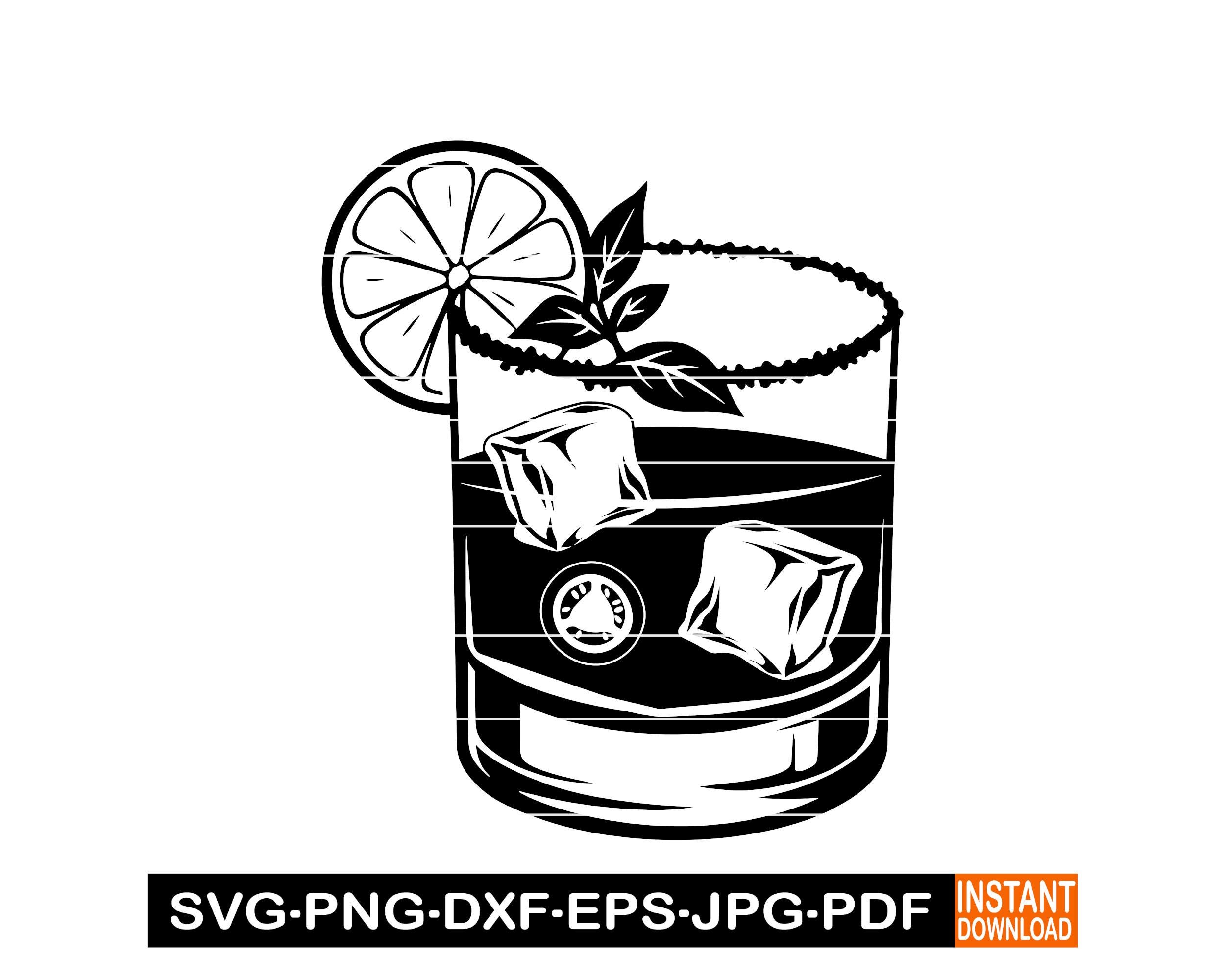 Spicy Margarita SVG, PNG, DXF, Jalapeño Cocktail Clipart, Tangy Drink Cut File, Margarita Glass Silhouette, Cricut Alcohol Design