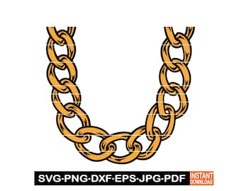 Gold Chain Necklace #2 SVG, Jewelry SVG, Accessory Svg, Hip Hop Fashion, Clipart, Files For Cricut, Cut Files For Silhouette, Dxf,Png,Vector
