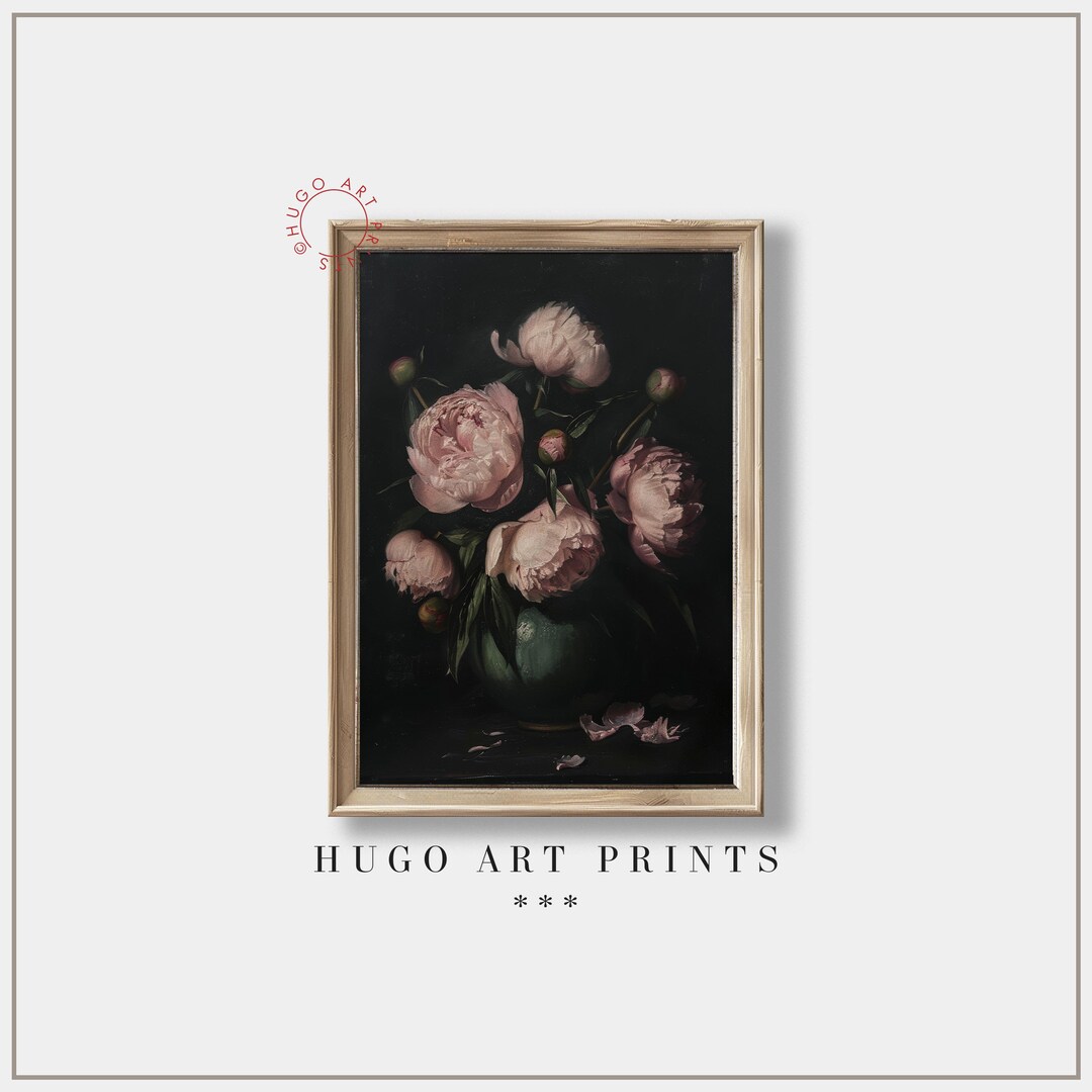 Moody Flower Painting | Wall Art Printable Rustic Home Decor | Vintage ...