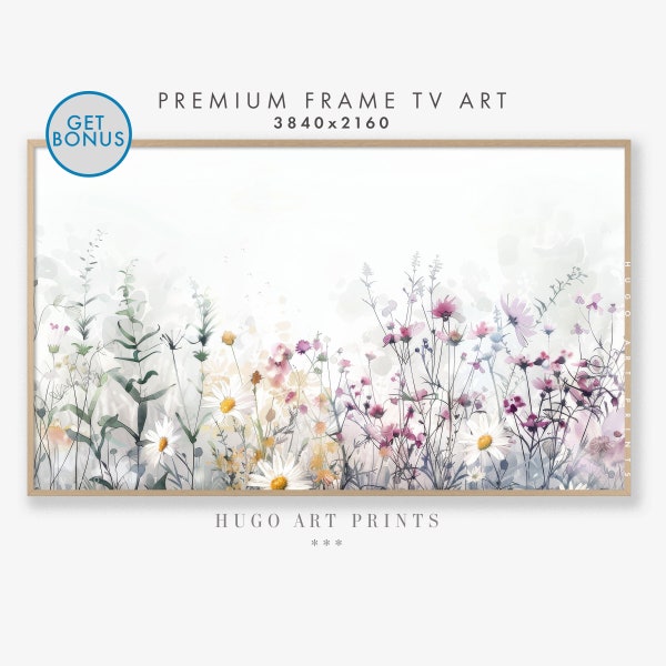 Spring Summer Wildflower Painting, Samsung Frame TV Art, Country Flowers Field, Wildflowers Art, Digital Download Frame TV Art | TV153