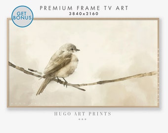 Illustration pour téléviseur avec cadre Samsung | Art d'oiseau, paysage marin d'été téléchargement numérique instantané, décoration de maison de plage, décoration d'intérieur, économiseur d'écran d'art d'été TV084